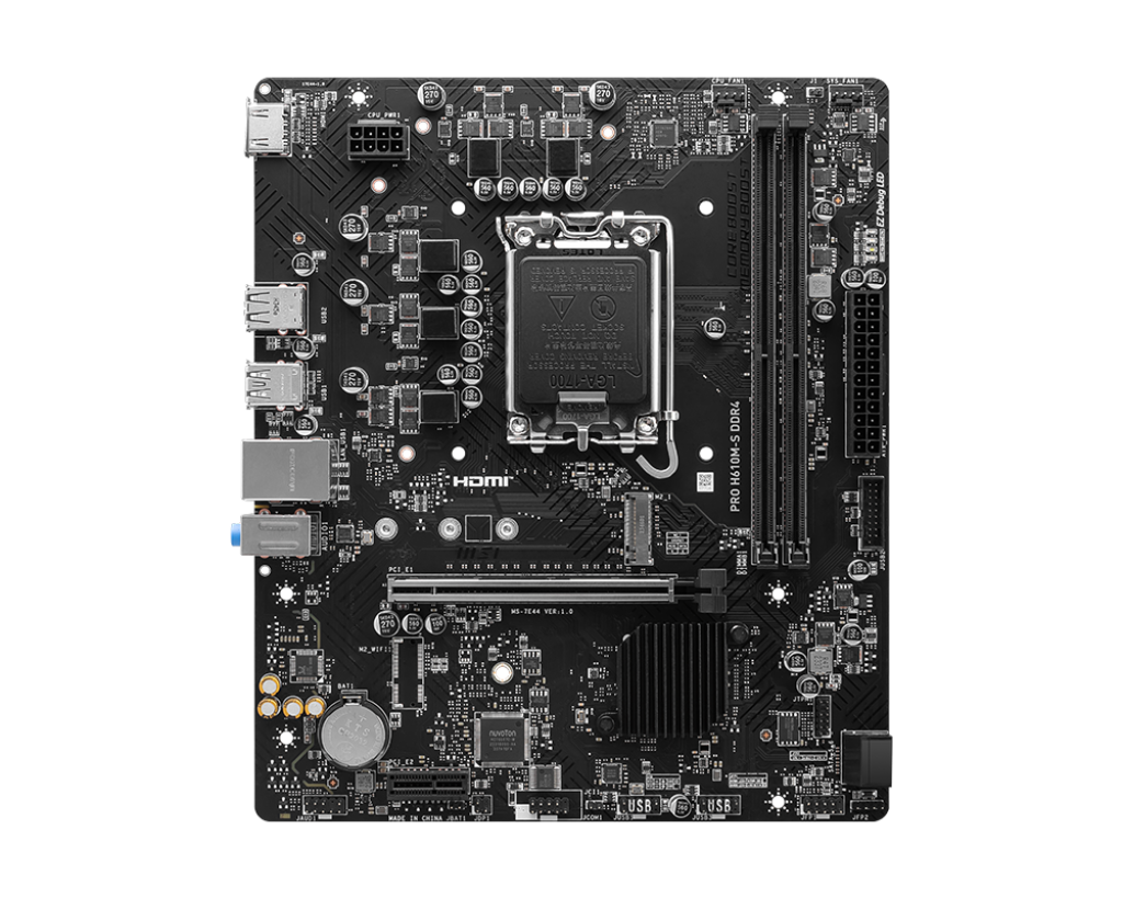 MSI PRO H610M-S DDR4 Motherboard (mATX | Support 12th, 13th & 14th Gen Intel Processor | 2x DDR4 RAM | 1x M.2 | G-LAN | HDMI)