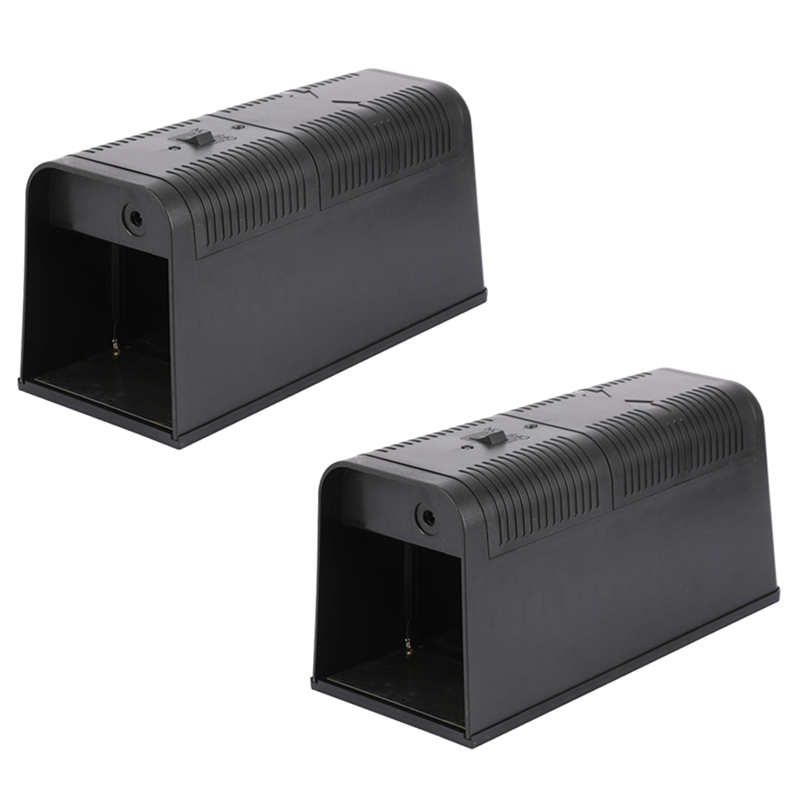 2X 5000V Electric Mouse Trap Zapper Powerful Rat Traps Indoor for Homes with Anti-Escape Door for Home,Garage Black