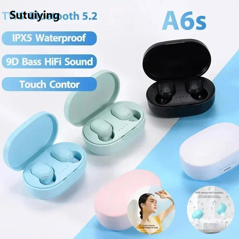 Sutuiying A6S Original TWS Wireless Bluetooth Headset 5.0 Wireless Earphones Fashion Sport Earbuds Headset with Mic for Xiaomi Huawei Smartphones