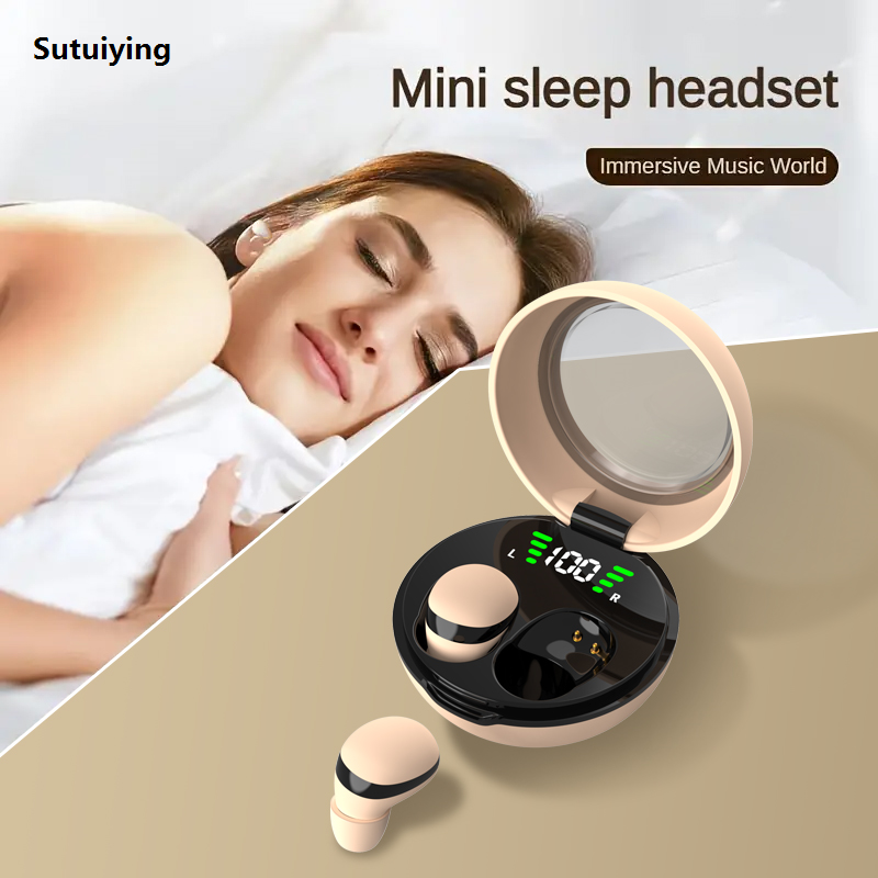 Sutuiying Ultra small mini all in ear wireless earphones, dual ear sleep TWS Luxury in ear style, suitable for both men and women's universal mus