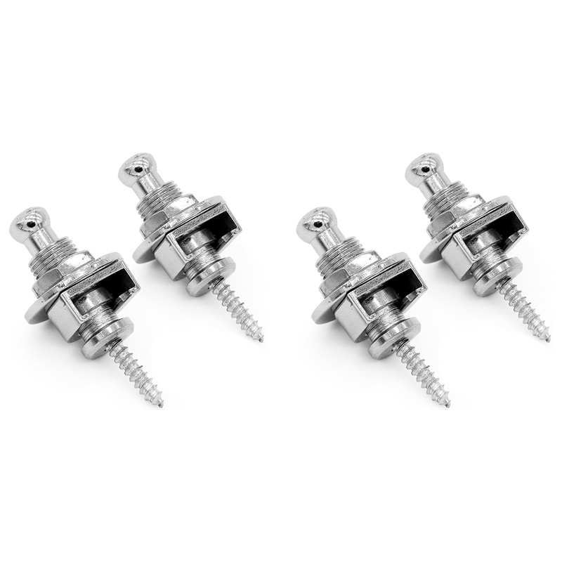 fasdaga Premium Guitar Strap Locks and Buttons Security Quick Release Straplocks Strap Retainer System Nickel (Pack of 4)