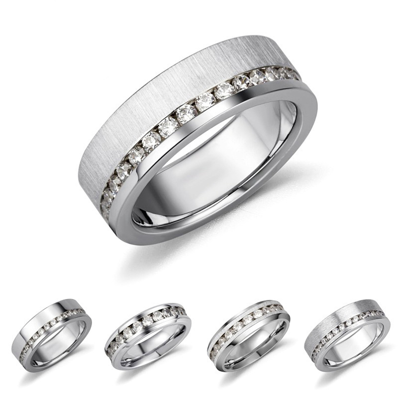 【Mega Sale】Fashion Hip Hop Trendy Ring with Flash Diamond Accessories Titanium Steel Bracelet Stainless Steel