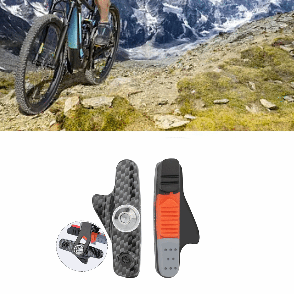 1Pair Durable Carbon Fiber Pattern Road Bike Brake Pads Lightweight Aluminum Alloy , Rubber C-Brake Pads Enhanced Braking Performance No Noise Bicycle Brake Pads Road Bike