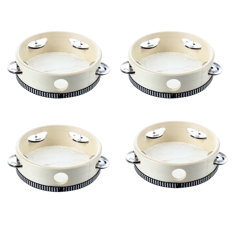FORIDE 4 Pcs 6 inch Musical Tambourine Tamborine Drum Round Percussion Gift for KTV