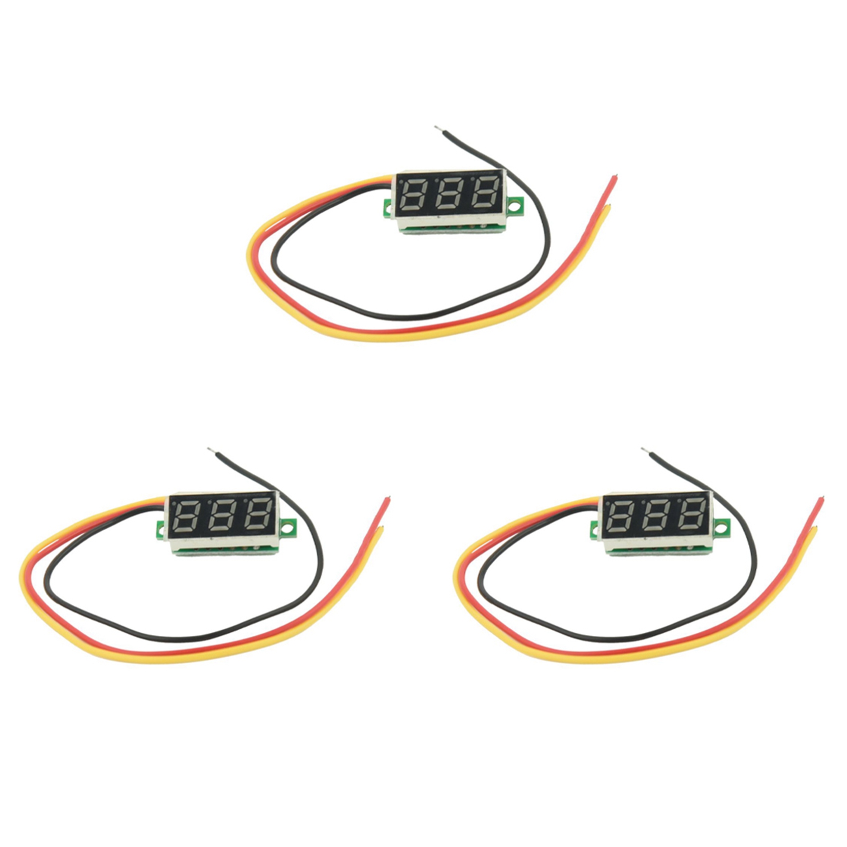 OUMERY 3X Mini Digital Voltmeter DC 0-100V LED Panel Voltage Meter 3-Digital with 3 Wires Red