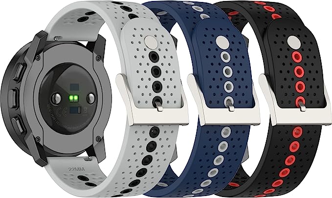 22mm Sport Strap for Amazfit GTR 4 Silicone Bands Adjustable Watch for Women & Men ,Gray/DarkBlue/Black