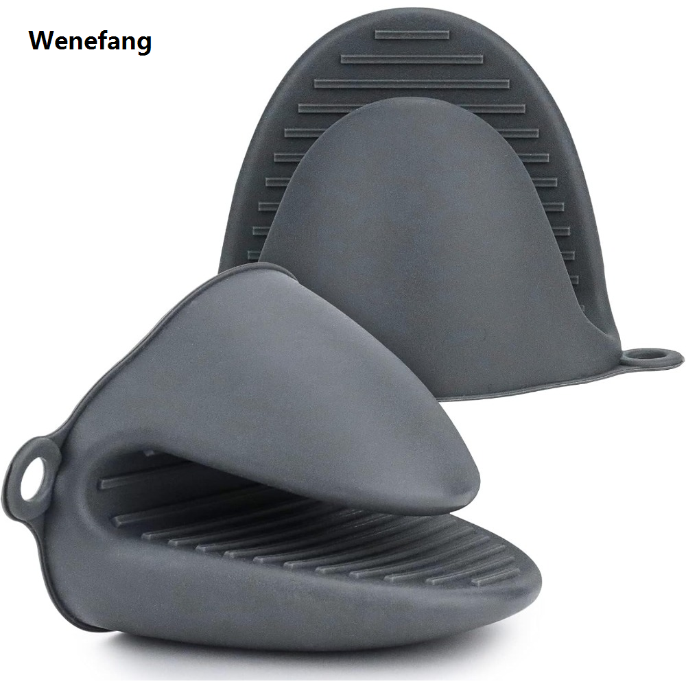 Wenefang 1 Pair Silicone Oven Mitts for Air Fryer, Thicken Mini Oven Gloves Heat Resistant for BBQ, Cooking, Baking