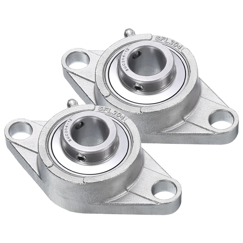 NCANRUI 2 Pcs SUCFL204-12 Pillow Block Bearings 3/4 Inch Bore Self Alignment, Solid Cast Iron Base Mounted Chrome Steel Bearings