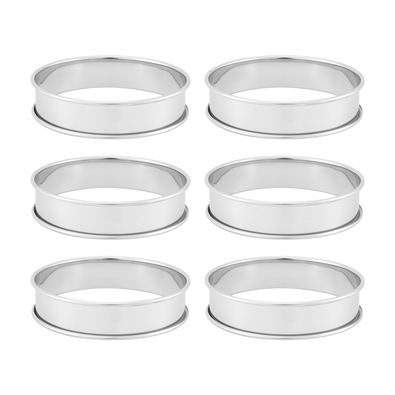 NAMUNY 6 Pack 4 Inch Double Rolled English Muffin Rings, Stainless Steel Crumpet Rings, Tart Rings, Round