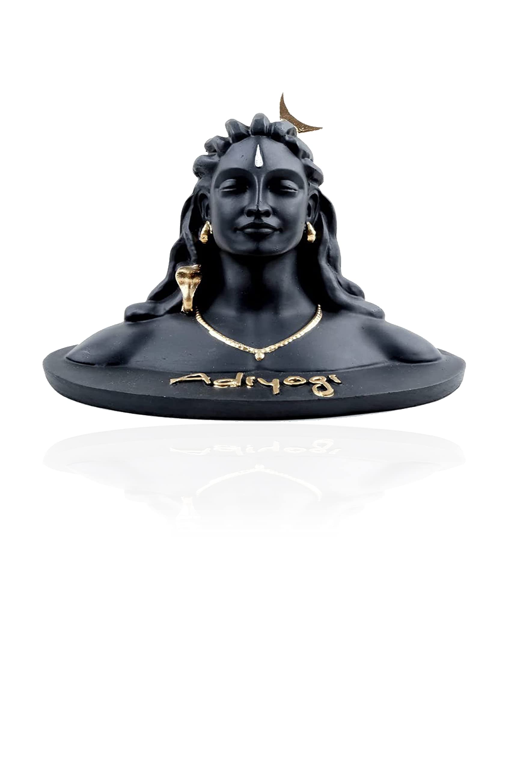 Lord Adiyogi Shiva Statue Mahadev Murti Home/Office Decor and Car Dash Board Maadi Lord Shiv Adiyogi Idol Dhyana Mudra Idol Shivji Showpiece Decorative Indian ( Polyresin, Matte Black )