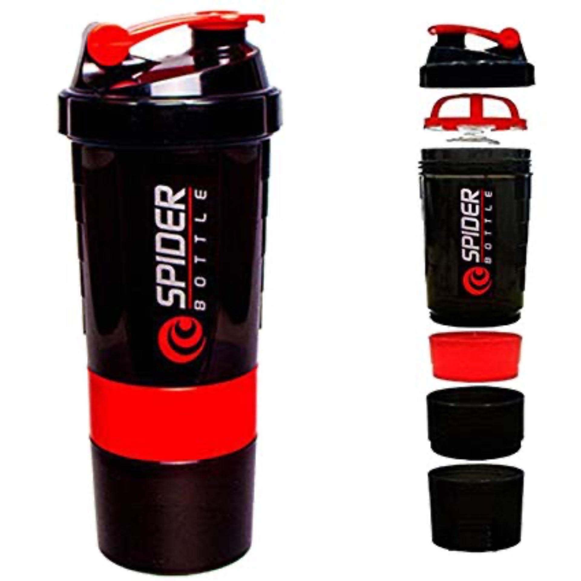 Spider Shaker Bottle With Protein Powder Compartment Cup