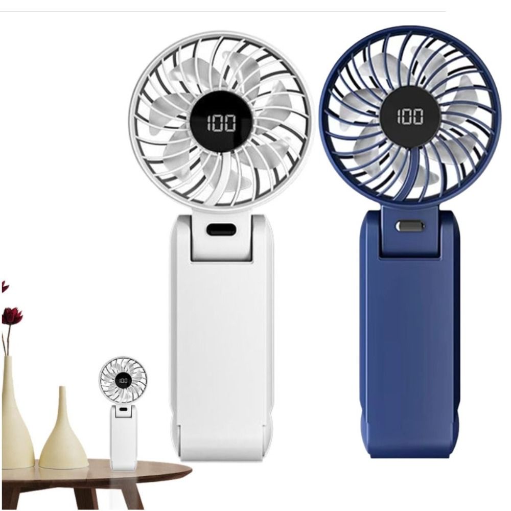 Multifunctional Ultra Silent Handheld Fan 5 Speed Rechargeable Battery Mini Portable Fan Mini Handheld Digital Display Small Fan Hotel Use