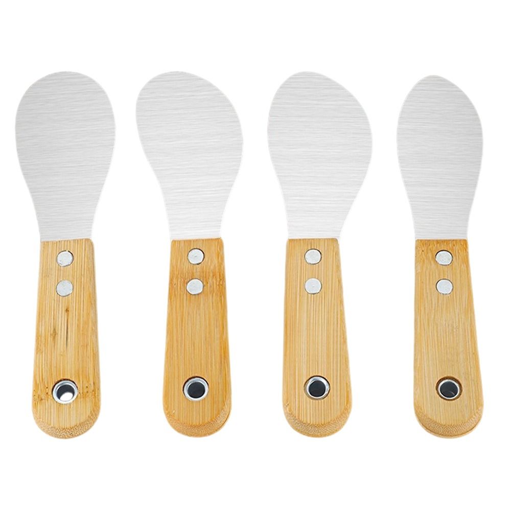 4PCS Thickened Tile Glue Scraper Stainless Steel Scraper Thickened High Hardness Glue Scraper Wood Handle Durable Caulking Tool Glue Removal