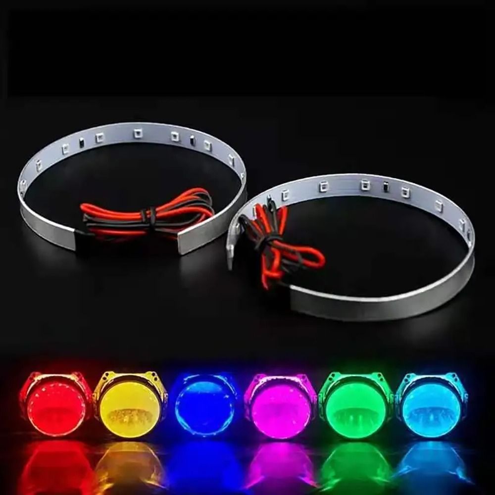 2Pcs/Set New 360 Degree Car Motorcycle Headlights Modified Super Bright Demon Devil Eyes Light Colorful 12V Halo Rings for 2.5 3.0 inch Projector Lens