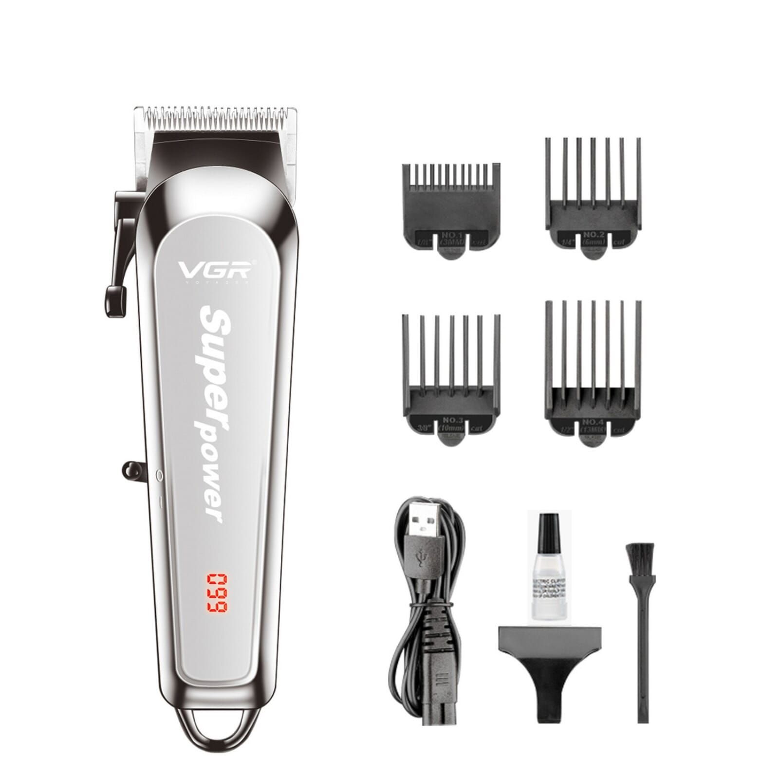 VGR 650 Electric Hair Clipper Professional Rechargeable Personal Care Barber Trimmer For Men Shaver LCD Metal Clippers