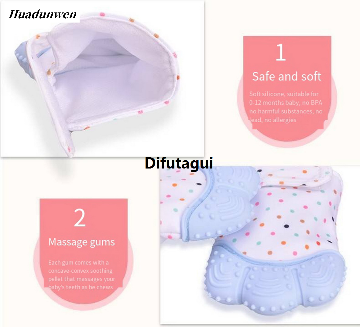 Difutagui Mother Baby Gloves Teething Food Grade Gloves Teething High Quality Baby 1PC Silicone Cute Shape Baby Chew Toy