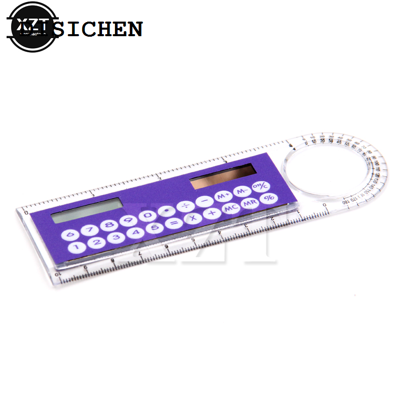 DISICHEN Bargain price 1pcs Solar Mini present Calculator Magnifier Multifunction 10cm Ultra-thin Ruler Calculadora fashion newest