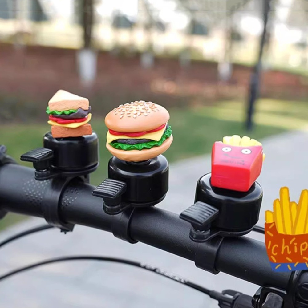 Bike Accessories Hamburg Cartoon Bicycle Bell French Fries Loud Bicycle Horn Sandwich Lovely Bike Scooter Bell Highway Vehicles