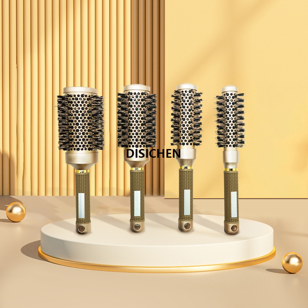 DISICHEN Aluminum Tube Round Barrel Hair Curling Brush Anti Static Round Rolling Brush Pro Barber Hair Rolling Brush Salon Styling Tools Original