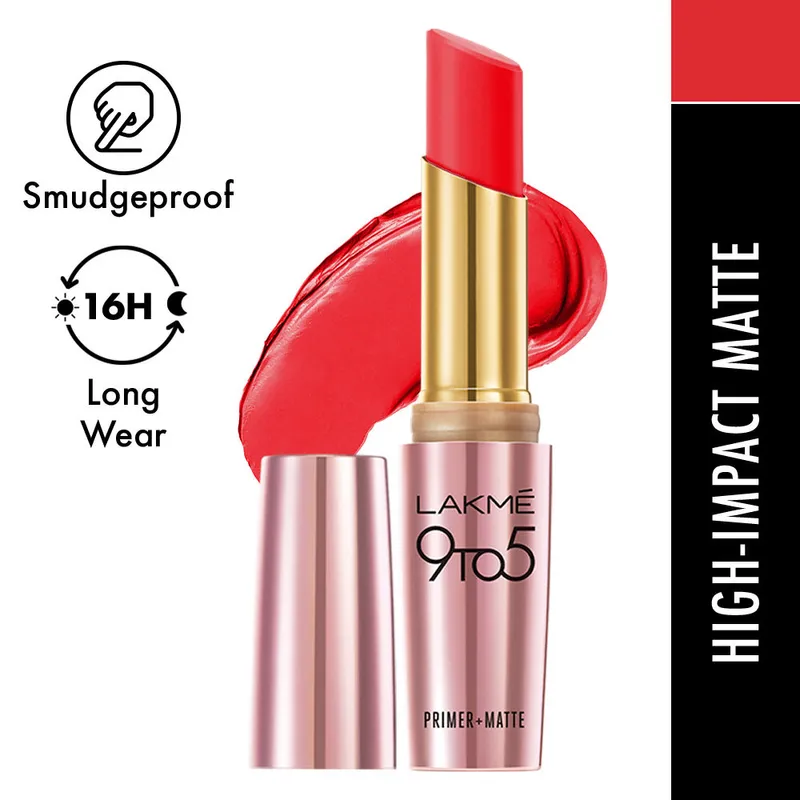 Lakme 9 To 5 Primer+Matte MR1 Red Letter Lipsticks - (3.6gm)