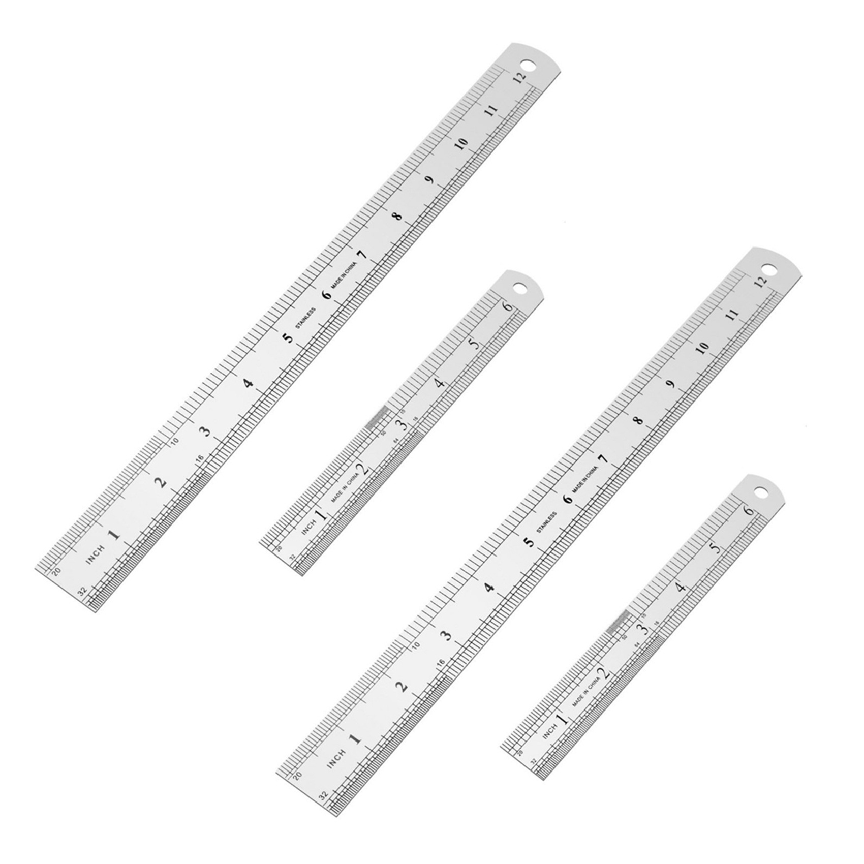 fasdaga 2X Stainless Steel Ruler 12 Inch + 6 Inch Metal Rulers