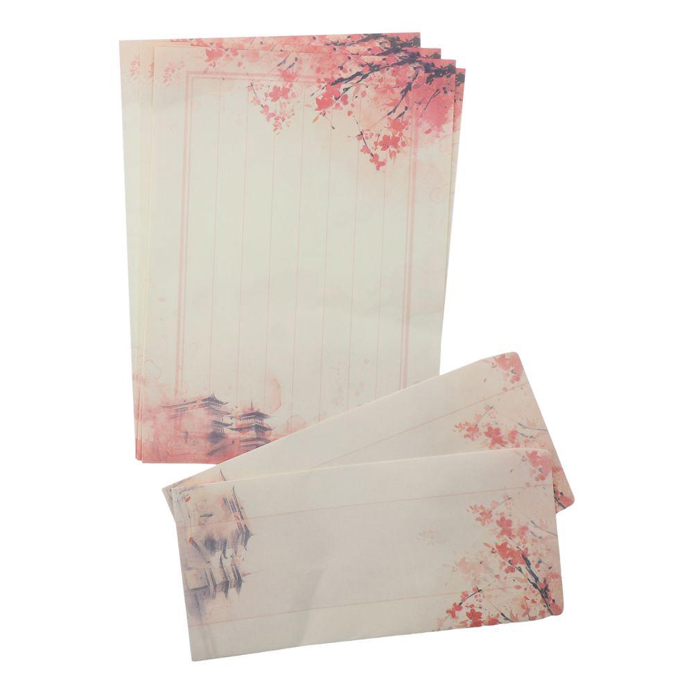 Colorful A4 Letter Paper and Envelopes Set Vintage Chinese Style Stationery Paper Writing Paper Office
