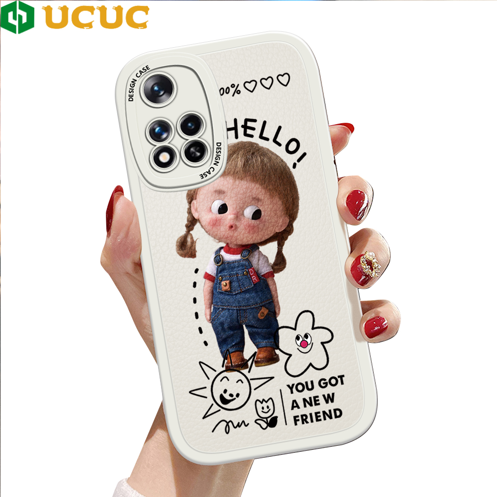 UCUC for Xiaomi Poco X4 NFC / Xiaomi 11i / Redmi Note 11 Pro+ 5G Back Cover Little Girl Soft PU Leather Phone Cases