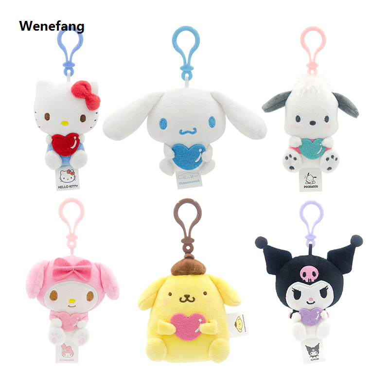 Wenefang Sanrio Hello Kitty Plush Small Charms My Melody Plushies Kuromi Bag High Quality Charm Cinnamoroll Pendant Pompom Purin Doll Pachacco Kid Toy