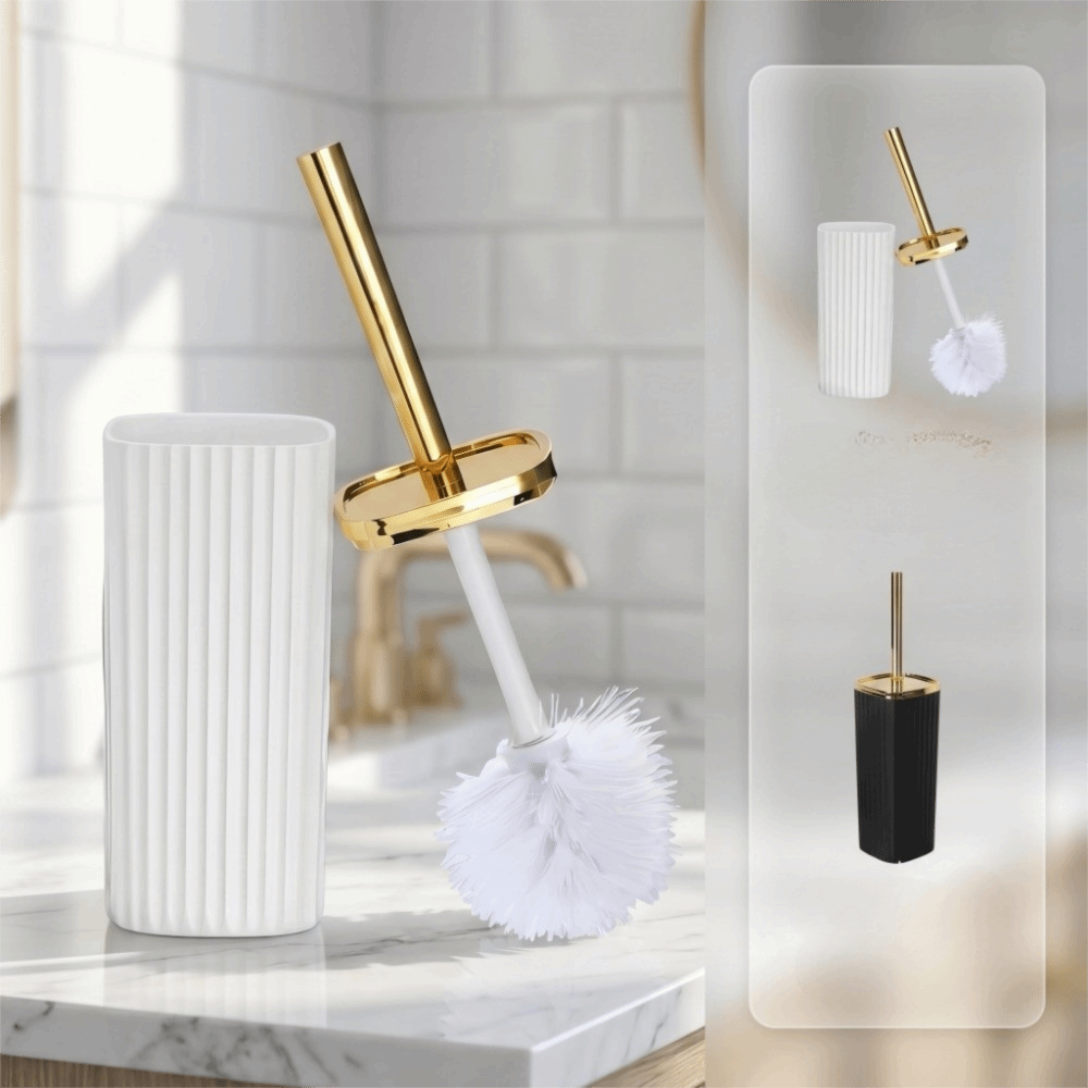 Long-Handle Toilet Brush Hard-Bristled 360° Rotating Bathroom Brush No-Dead Spot Cleaning Compact Stand Toilet Cleaning Brush Bathroom Cleaning