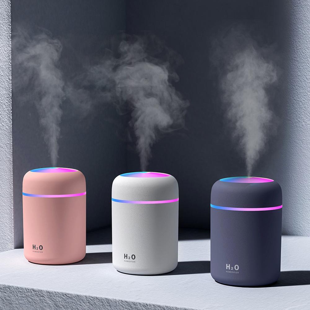 Mini Portable Humidifier with LED Night Light - Quiet Ultrasonic Diffuser, 300ml Mist Maker for Home, Car, Xiaomi