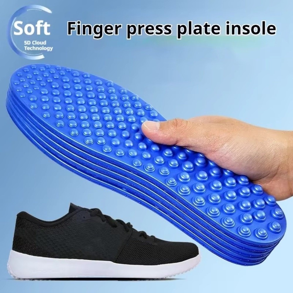 1 Pair New EVA Massage Insole High Elasticity Soft Relieve Foot Fatigue Shoes Insoles Finger Pressure Board Design Cushioning Casual Shoes Sole for Men Women