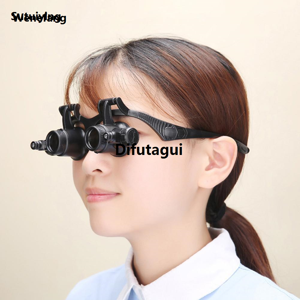 Difutagui Magnifying Glass 10X/15X/20X/25X Jeweler Watchmaker With LED Light Special Portable Telescopic Headband Magnifier Glasses Reading Loupes Eyewear