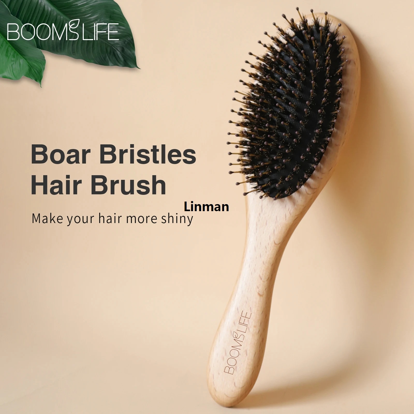 Boar Bristle HairBrush Hair Peine OAK Wood Combs for Women Barber Beauty Care Paddle Scalp Massage Brush