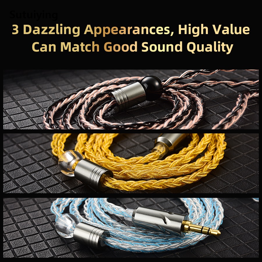 Sutuiying QKZ T1 Earphone Cable 200 Core Copper Silver-plated Upgrade Cable Fifty percent discount 0.75mm 3.5mm 2Pin Wired Headset For KZ ZSN ZS10 Pro EDX TRN