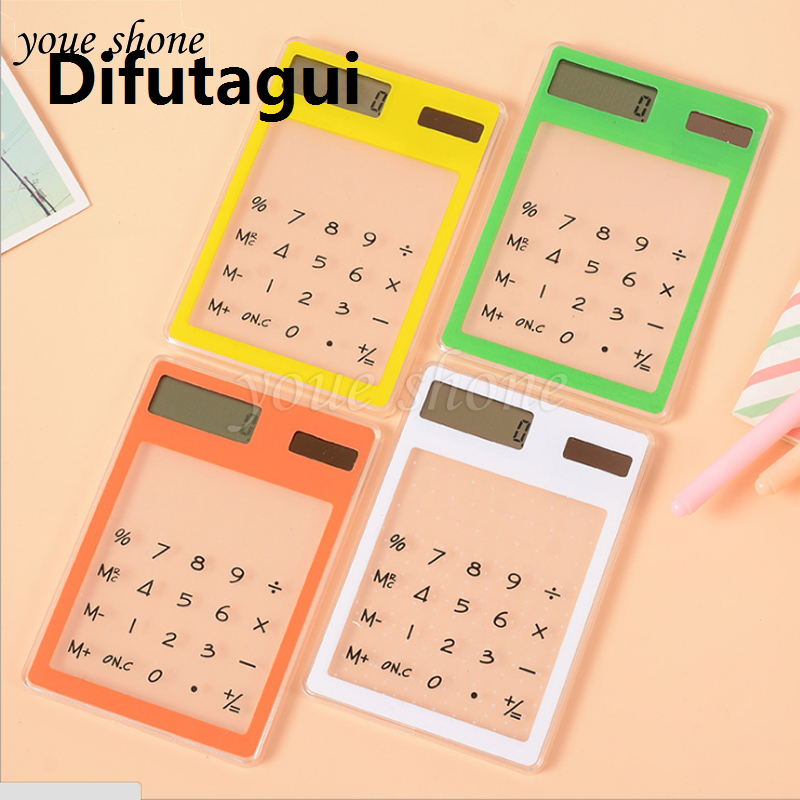 Difutagui Profesional 1pcs LCD 8 Digit Touch Screen Ultra slim Electronic Transparent Solar Calculator Stationery Multi-color for handheld desktop