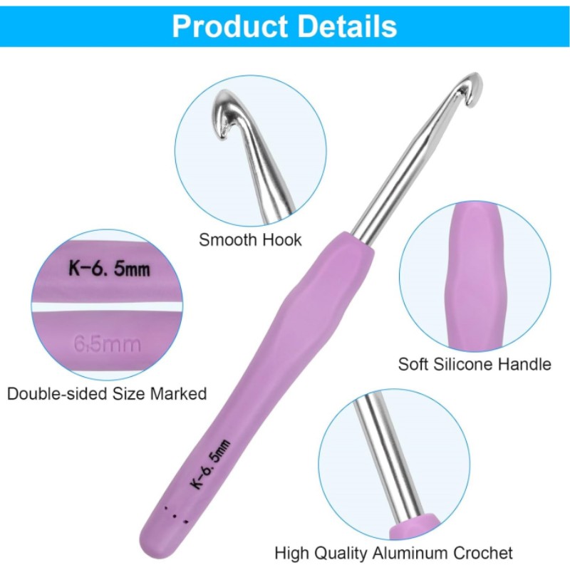 HOT Crochet Hooks Set Colorful Yarn Crochet Kit for Beginners Knitting Needles with Ergonomic Handles for Arthritic Hand