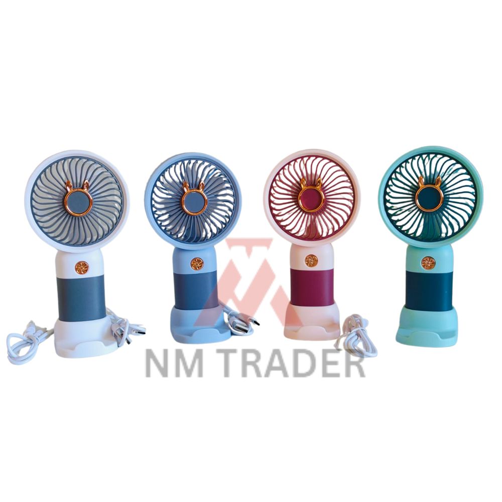 Fan - Cute Korean Design Pocket Fan | Rechargeable Fan | Mini Portable Handheld Fan | Best Quality | Hot & Summer | USB Charge port | New Trending | 1 speed option |