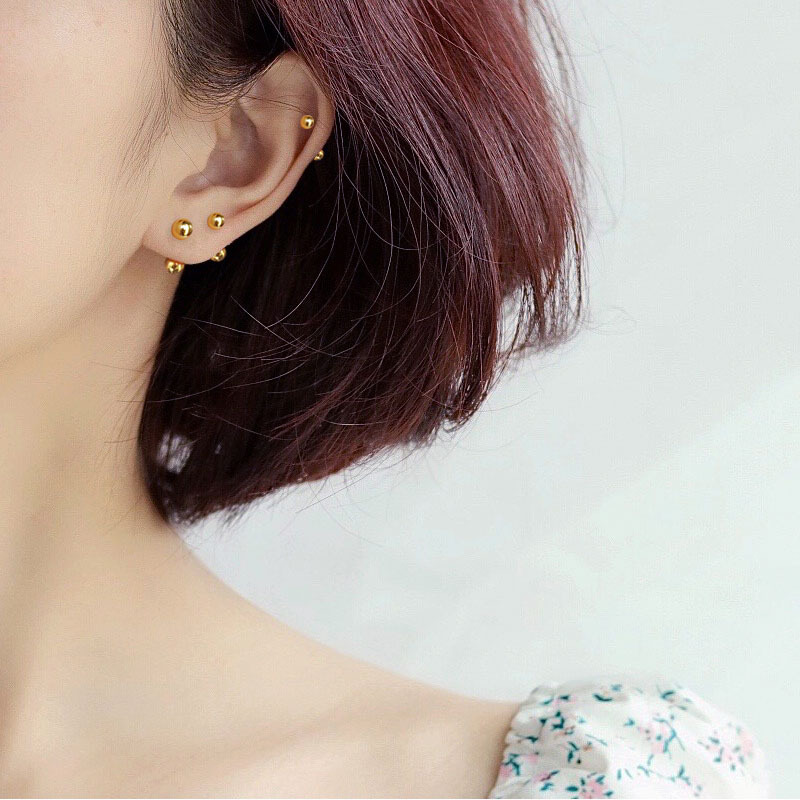 【Mega Sale】2021 New Style Screw Earrings Women's Screw Buckle Double Head Anti-drop Ball Bone Nails Earrings Trendy Men's Earrings