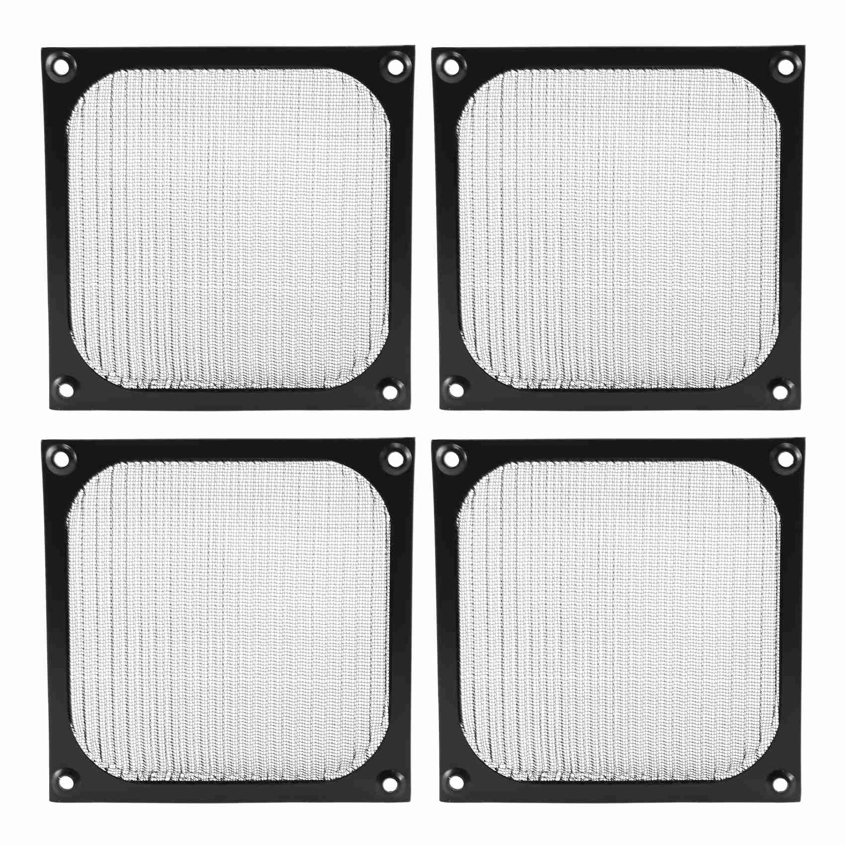 NAMUNY 4Pack 120mm Computer Fan Filter Grills Stainless Steel Wire Mesh,Aluminum Alloy Ventilation Mesh Dust Filter Grill,Black