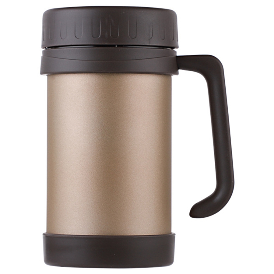 500Ml/17Oz Mug Stainless Steel Vacuum Flasks With Handle Cup Office Thermoses For Tea Insulated Cup Gold