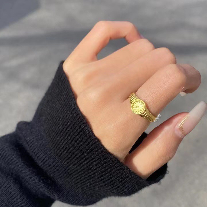 【New Pruduct】Unique Watch Shape Simple Design Ring Street Couple Best Retro Trendy Ring [Top-notch quality]