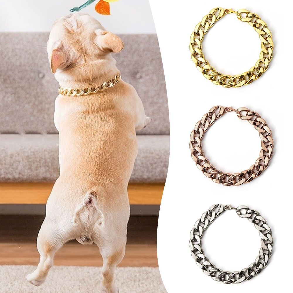 Portable Chain Collar Pet Necklace Cat Dog Gold Necklace Adjustable Gold Collars Chain Dog Collar for Small Medium Dog