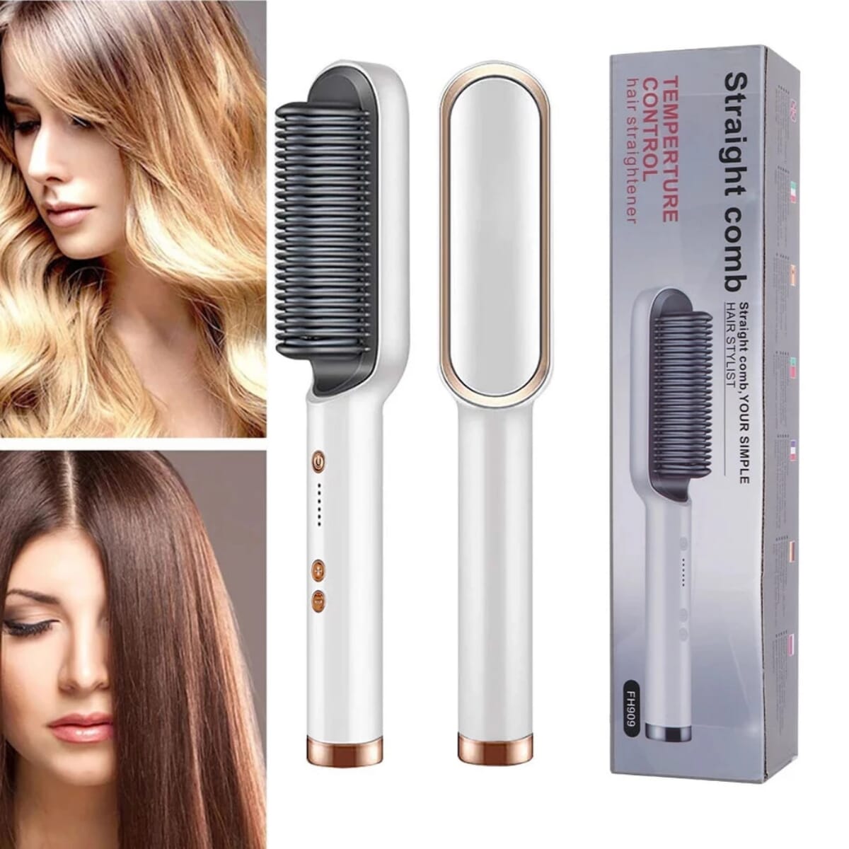 Straightening Heat Comb Tourmaline Ceramic Multifunctional Hair Straightener Brush Bigudi Straightener Brush Styling Tools
