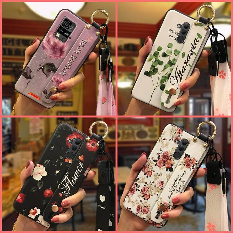 Phone Holder Flower Phone Case For Blackview BV4800/BV4800SE/BV4800Pro Durable Lanyard Anti-dust Wristband Shockproof