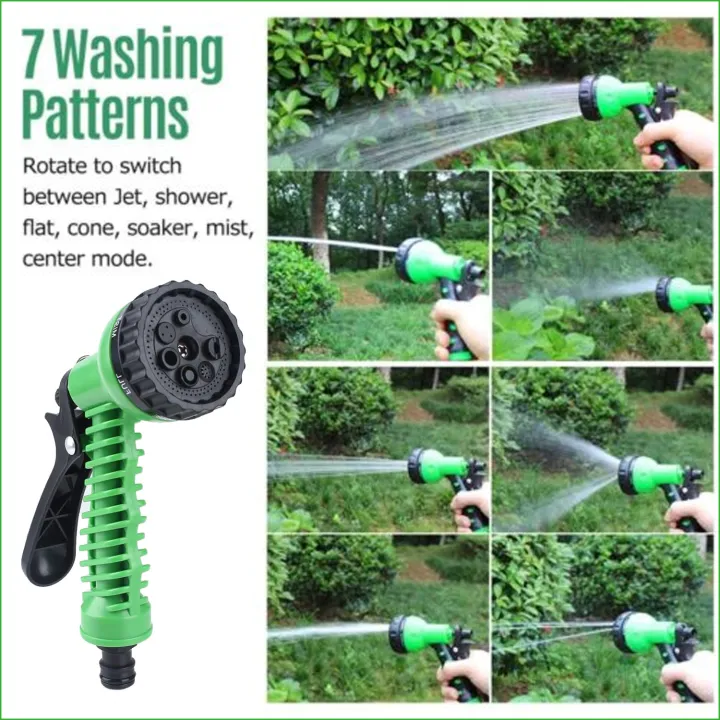 8 Pattern High Pressure Garden Hose Nozzle Water Spray Gun With Leak Proof 2 Pcs Metal Grip Lock Gardening Washing Gun Quality (MULTI COLOUR) (7 FUNCTION)