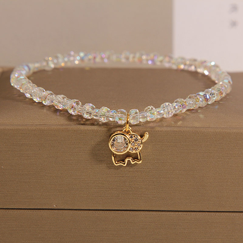 【Hottest Trends】Light Luxury Transparent White Crystal Anchor Women's Ins Niche Design Cute Elephant Pendant Foot Chain Student Girlfriend Gift