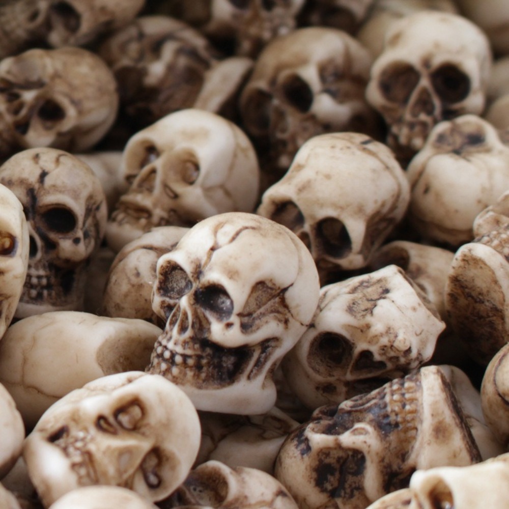 20pcs Mini Skulls Halloween Garden Decoration Bonsai Courtyard Ornament Small Skeleton Head Flowerpot Decor Realistic Crafts