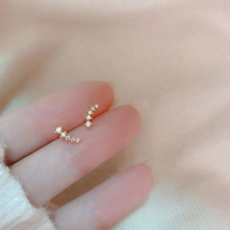 【New arrival】Asymmetric meteor shiny mini earrings women's 925 tremella earrings sleep without picking stars earrings