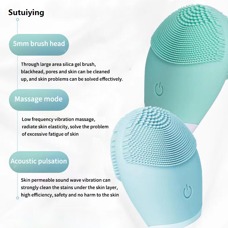 Sutuiying Household Electric Facial Cleanser, Battery Silicone Waterproof Hot Selling Face Washer, For Both Men And Women, Blackhead, Horn Cleaner