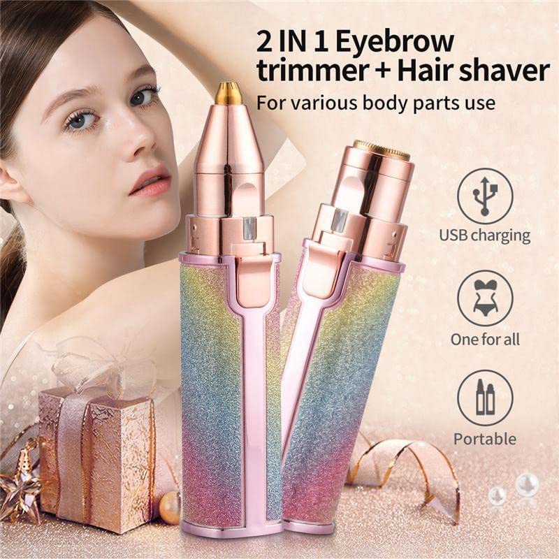 Women's Face Hair Remover Machine: 2-in-1 Eyebrow Trimmer, Rainbow Color